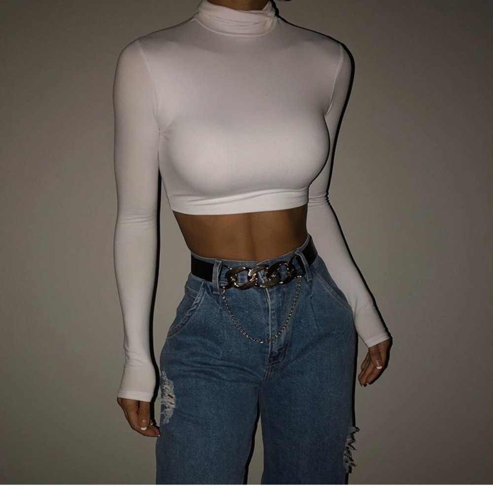 NWT bodycon long sleeve crop top